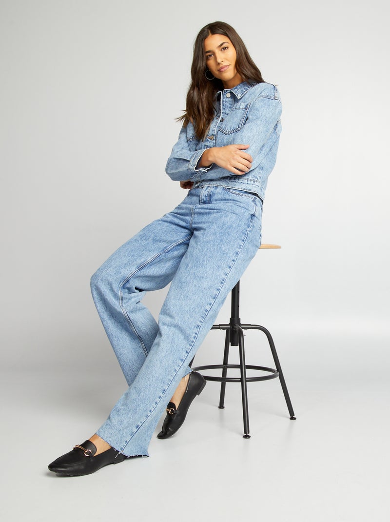 Pantalon denim wide leg Bleu - Kiabi