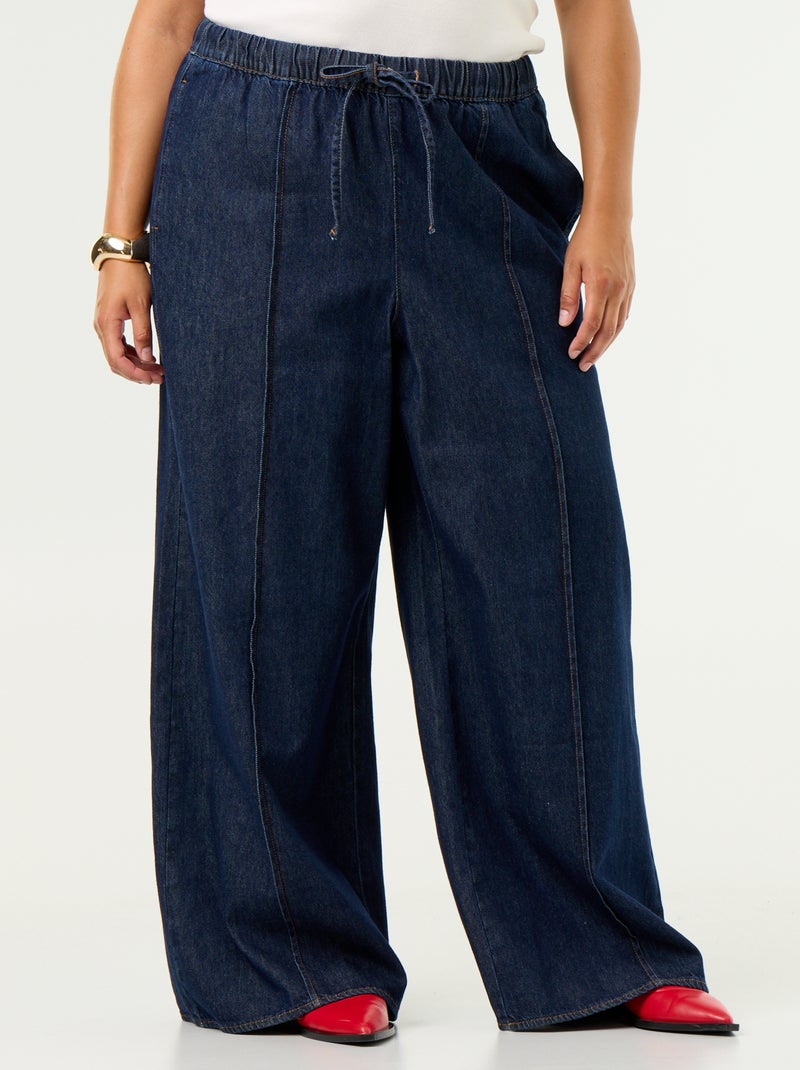 Pantalon denim wide leg Bleu - Kiabi