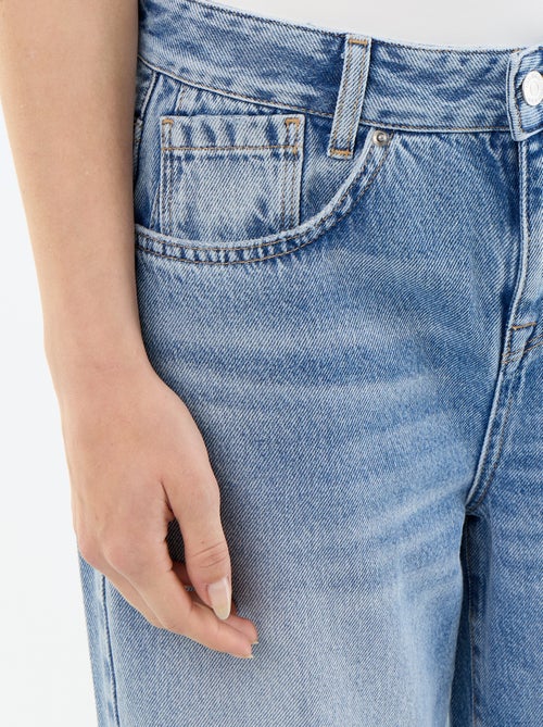 Pantalon denim wide leg effet délavé - Kiabi