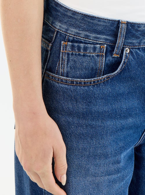 Pantalon denim wide leg effet délavé - Kiabi