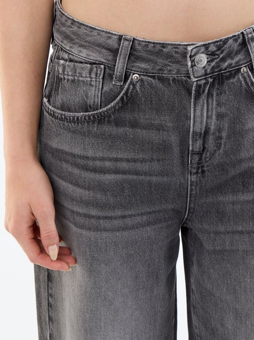 Pantalon denim wide leg effet délavé - Kiabi
