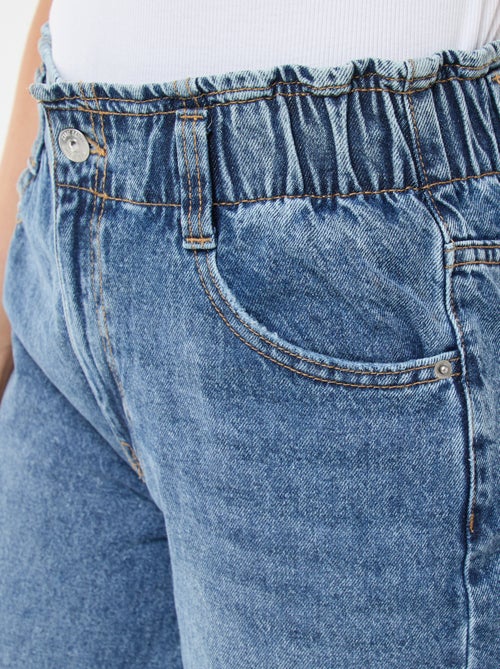 Pantalon denim wide leg en coton - Kiabi