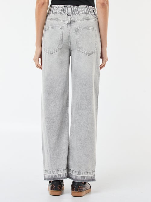 Pantalon denim wide leg en coton - Kiabi