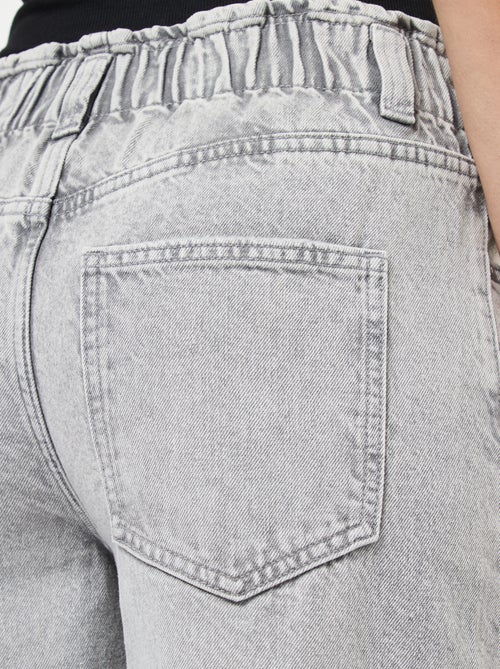 Pantalon denim wide leg en coton - Kiabi