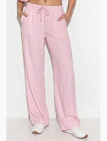 Pantalon d'été en lyocell avec ceinture élastique et poches bianco lucci