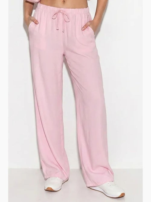 Pantalon d'été en lyocell avec ceinture élastique et poches bianco lucci - Kiabi Pantalon d'été en lyocell avec ceinture élastique et poches bianco lucci - Kiabi