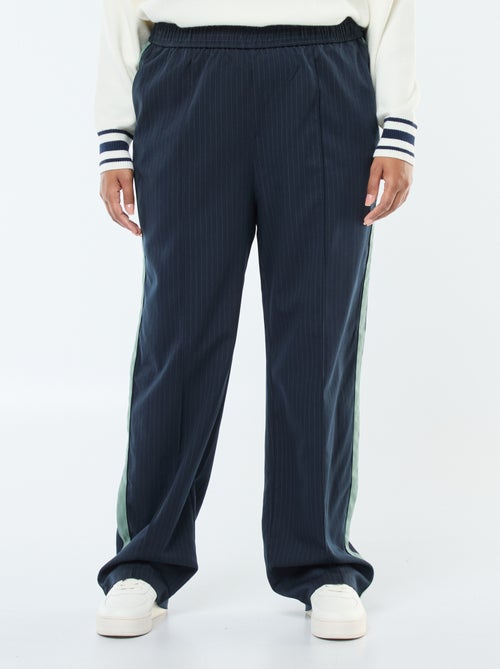 Pantalon droit à carreaux avec bande sur les côtés - Kiabi