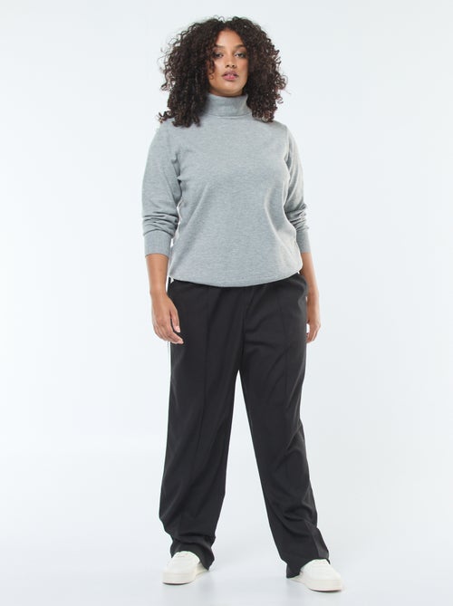 Pantalon droit à carreaux avec bande sur les côtés - Kiabi