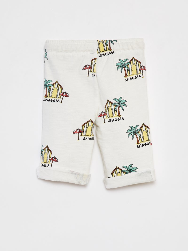 Pantalon droit à imprimé BLANC - Kiabi