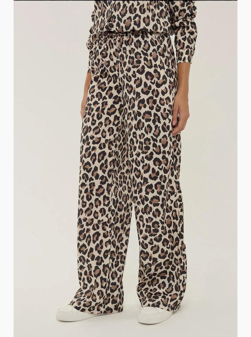 Pantalon droit à imprimé léopard hiccup Marron - Kiabi