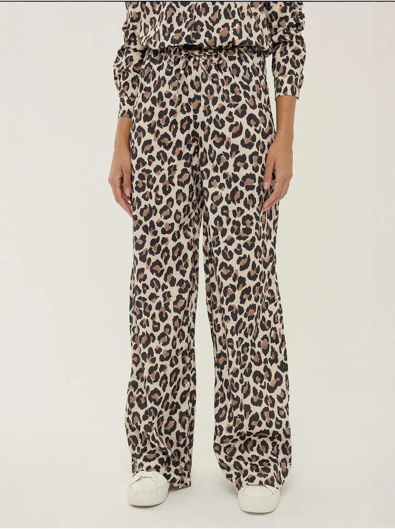 Pantalon droit à imprimé léopard Marron - Kiabi