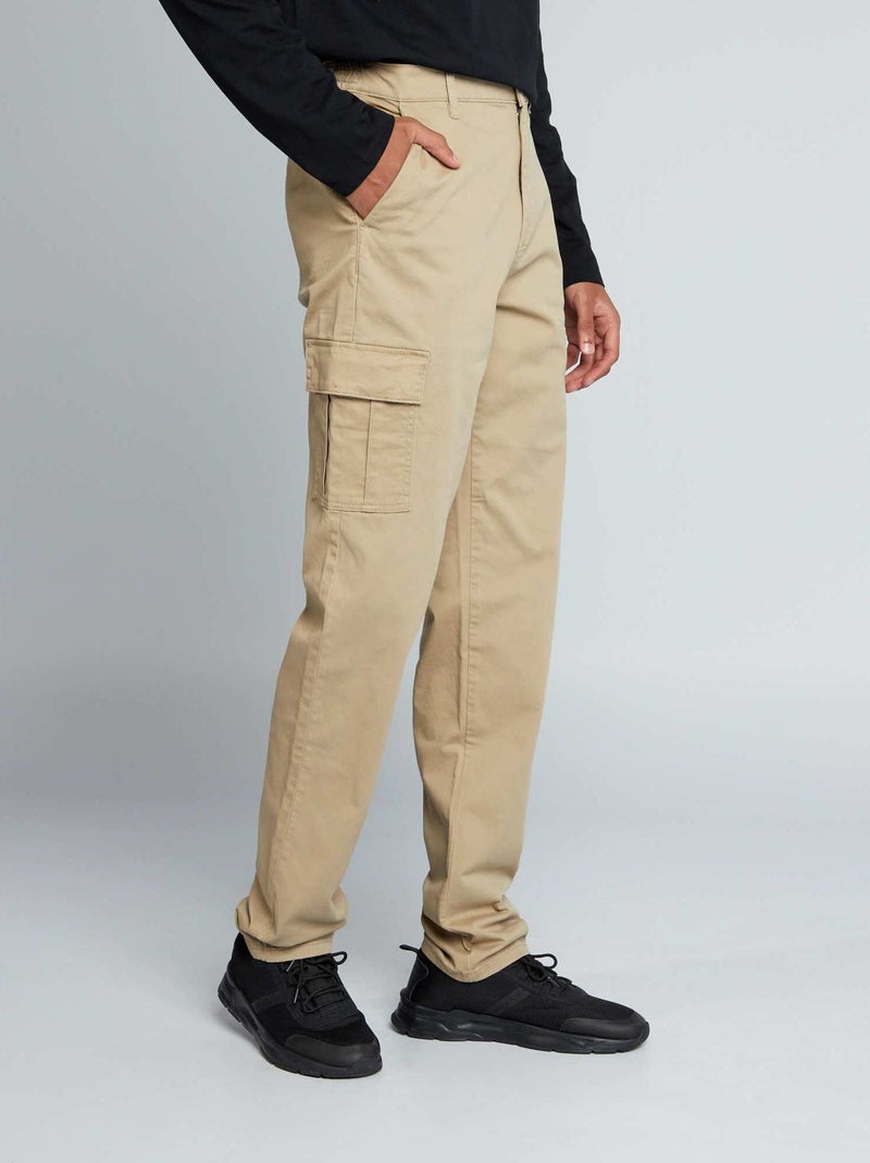 Pantalon droit à multi poches +1m90 - L38 Beige - Kiabi