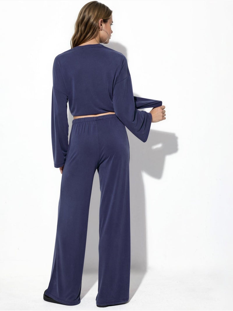 Pantalon droit à taille élastique busem Bleu marine - Kiabi