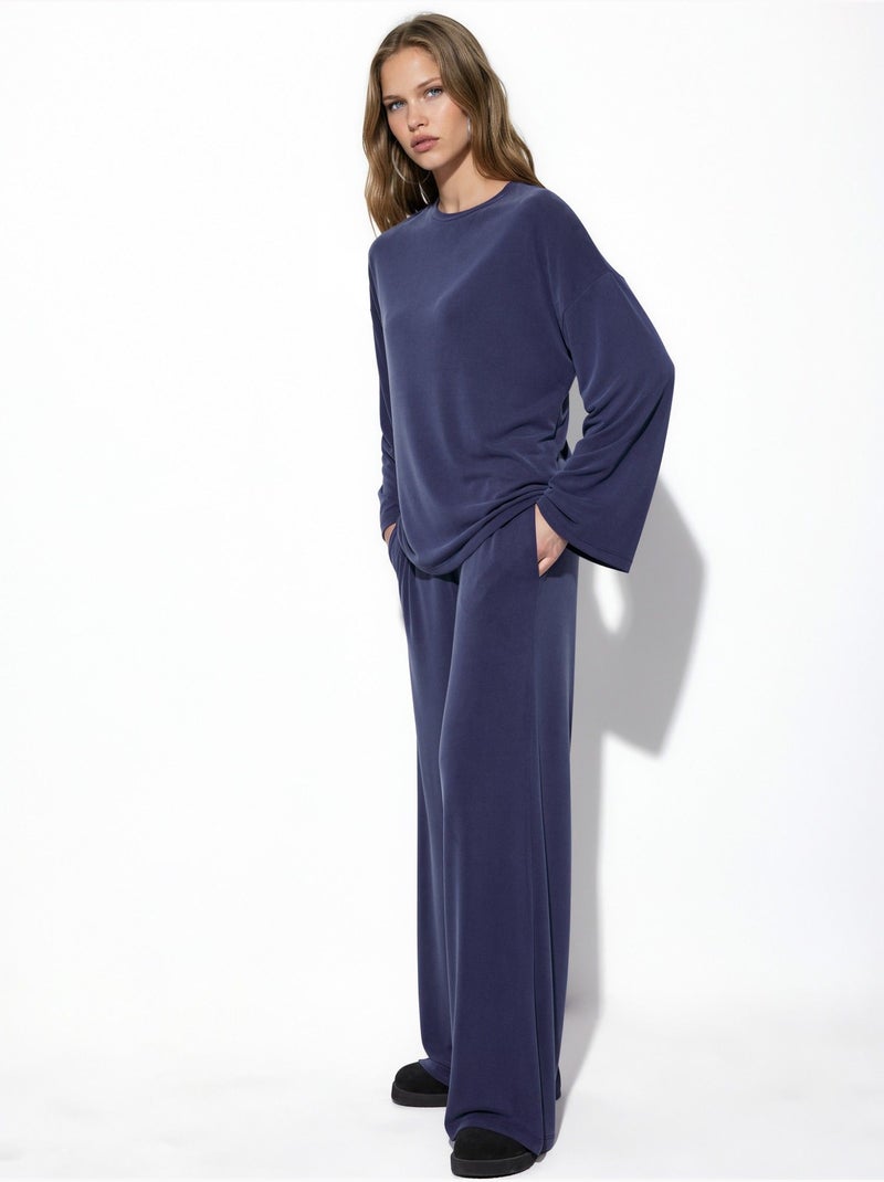 Pantalon droit à taille élastique busem Bleu marine - Kiabi
