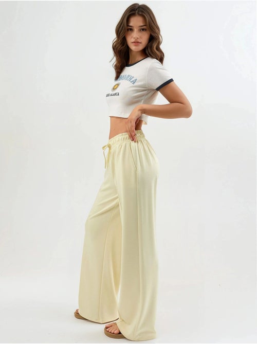 Pantalon droit à taille élastique busem - Kiabi Pantalon droit à taille élastique busem - Kiabi