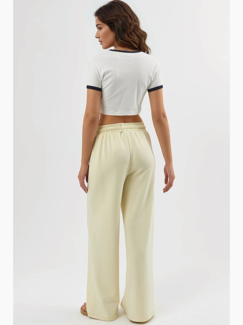 Pantalon droit à taille élastique busem Jaune citron - Kiabi