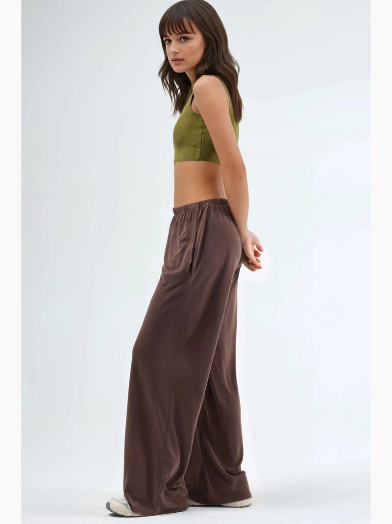 Pantalon droit à taille élastique busem Marron clair - Kiabi