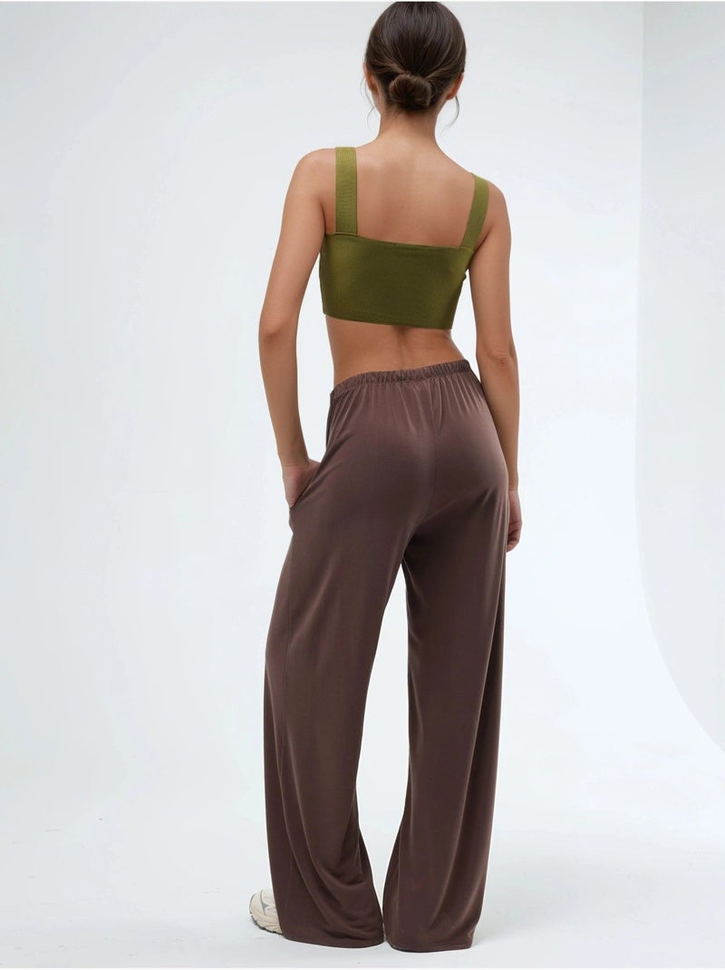 Pantalon droit à taille élastique busem Marron clair - Kiabi