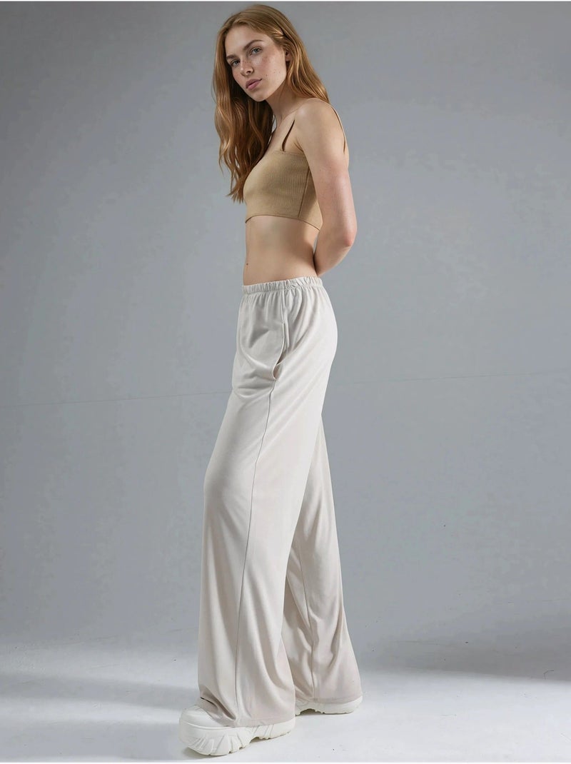 Pantalon droit à taille élastique busem Sable - Kiabi