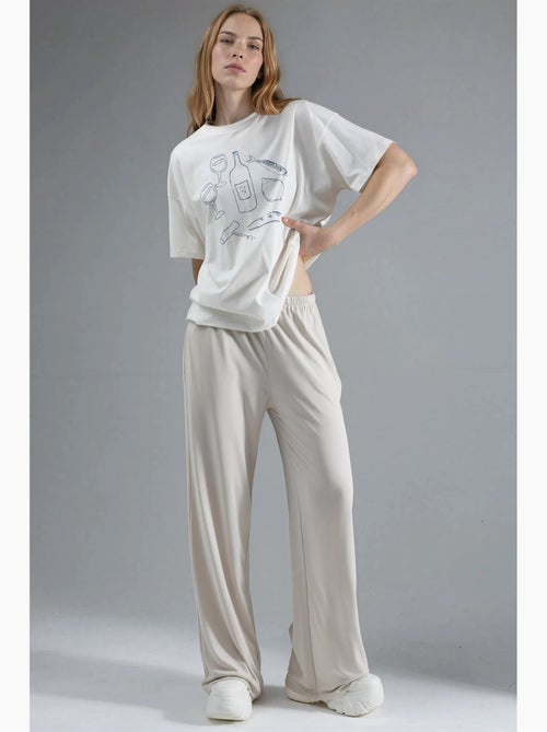 Pantalon droit à taille élastique busem - Kiabi Pantalon droit à taille élastique busem - Kiabi