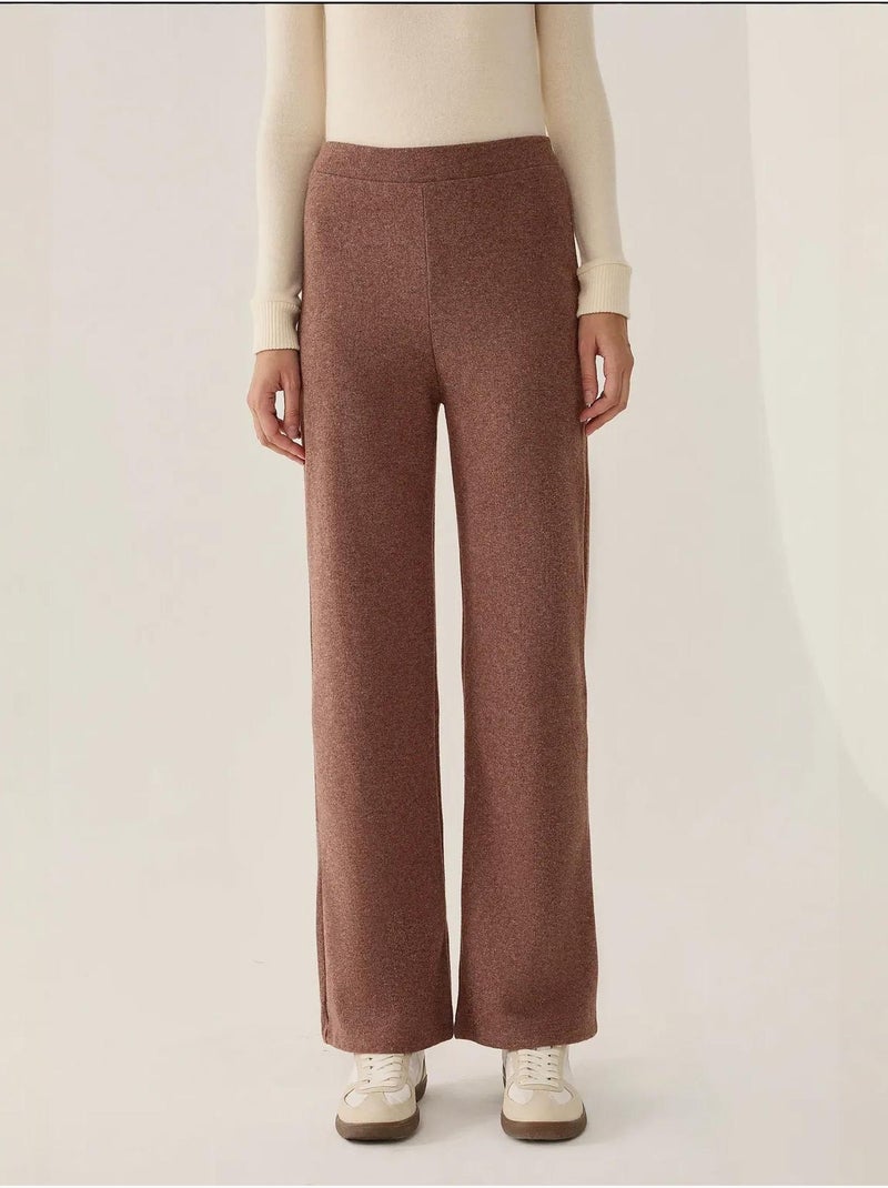 Pantalon droit à taille élastique hiccup Marron - Kiabi