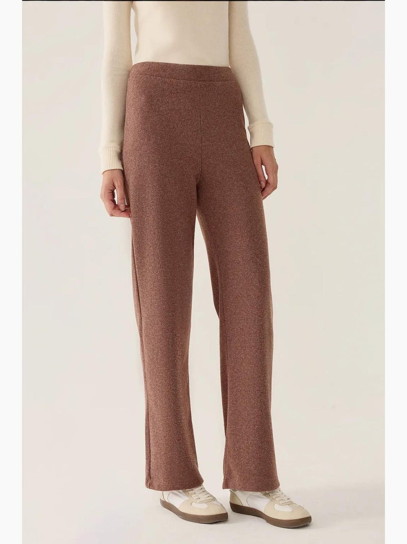 Pantalon droit à taille élastique hiccup Marron - Kiabi