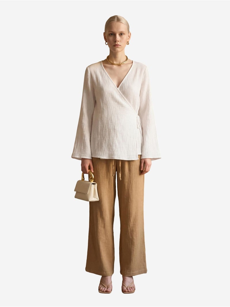 Pantalon droit à taille élastique my fashion Grège - Kiabi