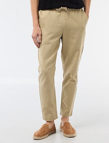 Pantalon droit à taille élastiquée