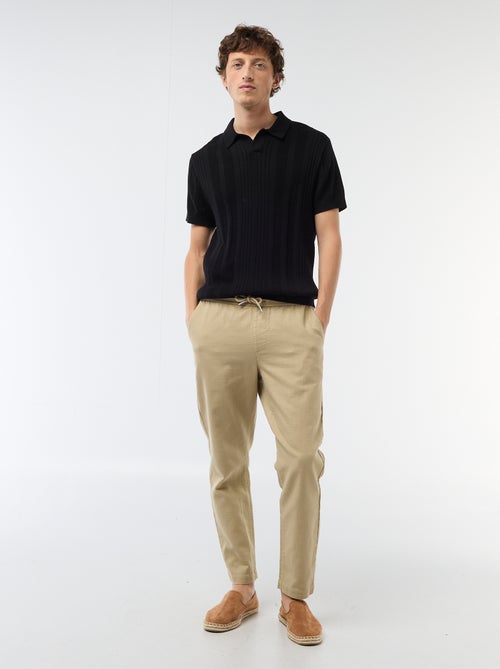 Pantalon droit à taille élastiquée - Kiabi