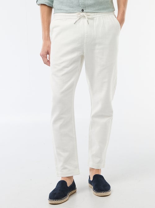 Pantalon droit à taille élastiquée - Kiabi