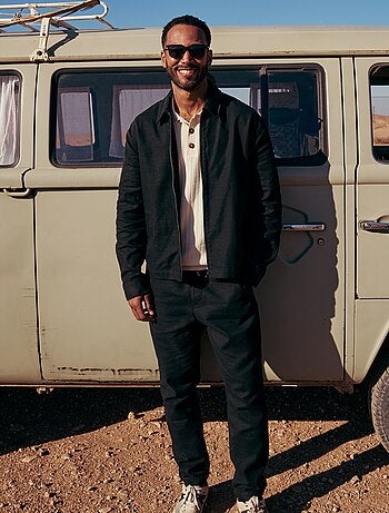 Pantalon droit à taille élastiquée