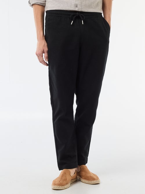 Pantalon droit à taille élastiquée - Kiabi