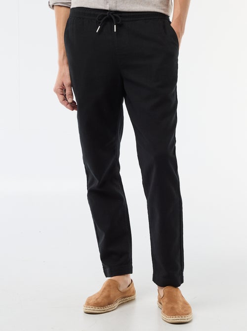 Pantalon droit à taille élastiquée - Kiabi