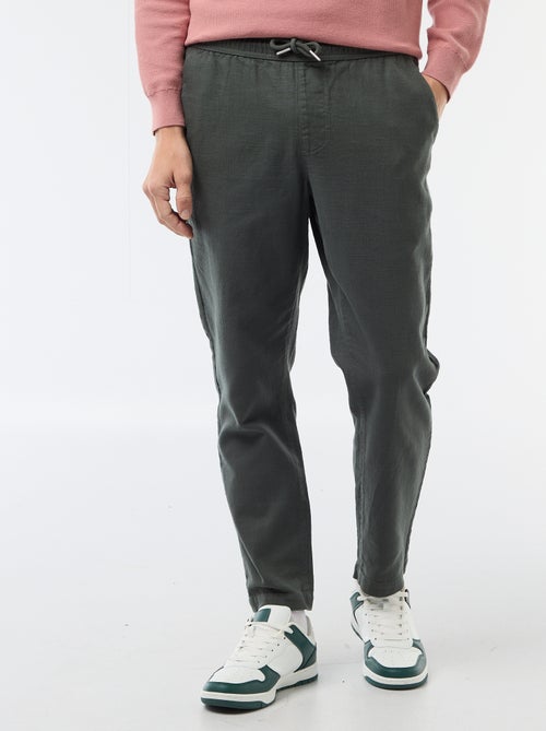 Pantalon droit à taille élastiquée - Kiabi