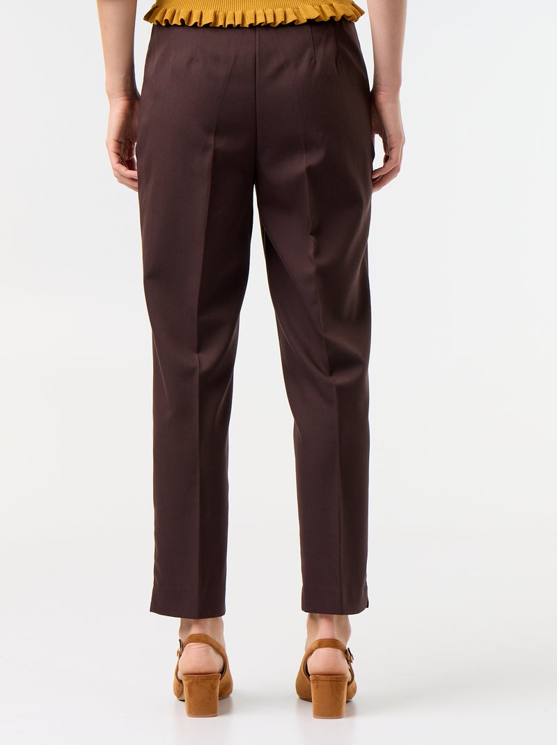 Pantalon droit à taille haute Marron - Kiabi