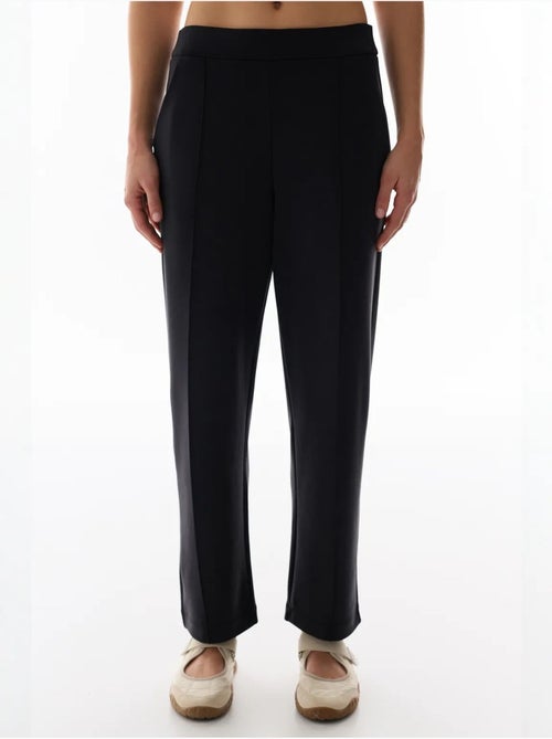 Pantalon droit ample en jersey, taille mi-haute penti - Kiabi Pantalon droit ample en jersey, taille mi-haute penti - Kiabi