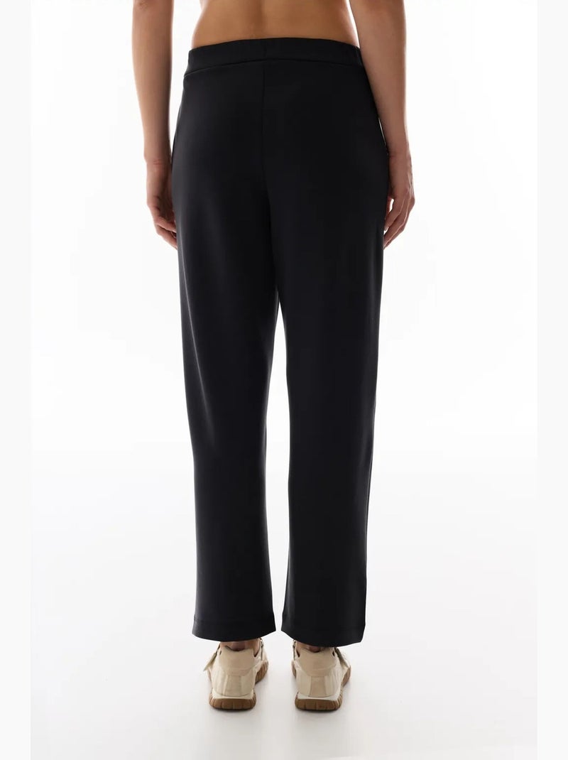 Pantalon droit ample en jersey, taille mi-haute penti Noir - Kiabi