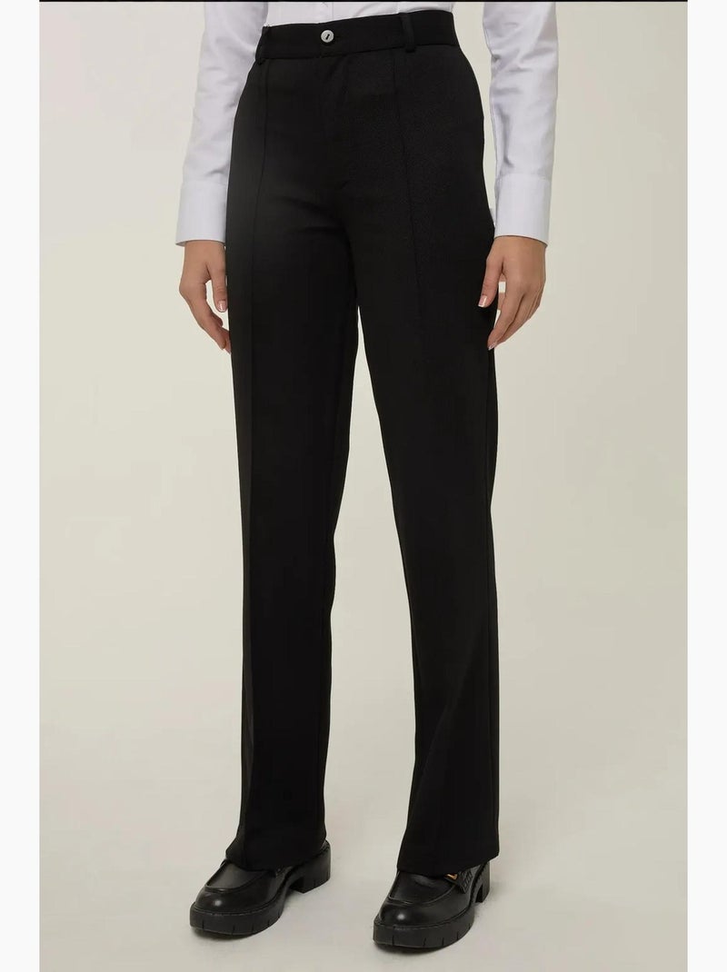 Pantalon droit avec coutures détaillées hiccup Noir - Kiabi
