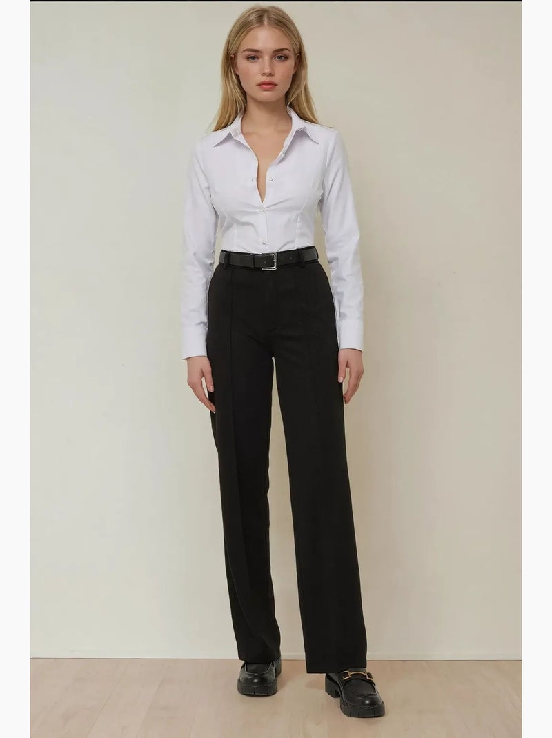 Pantalon droit avec coutures détaillées hiccup Noir - Kiabi