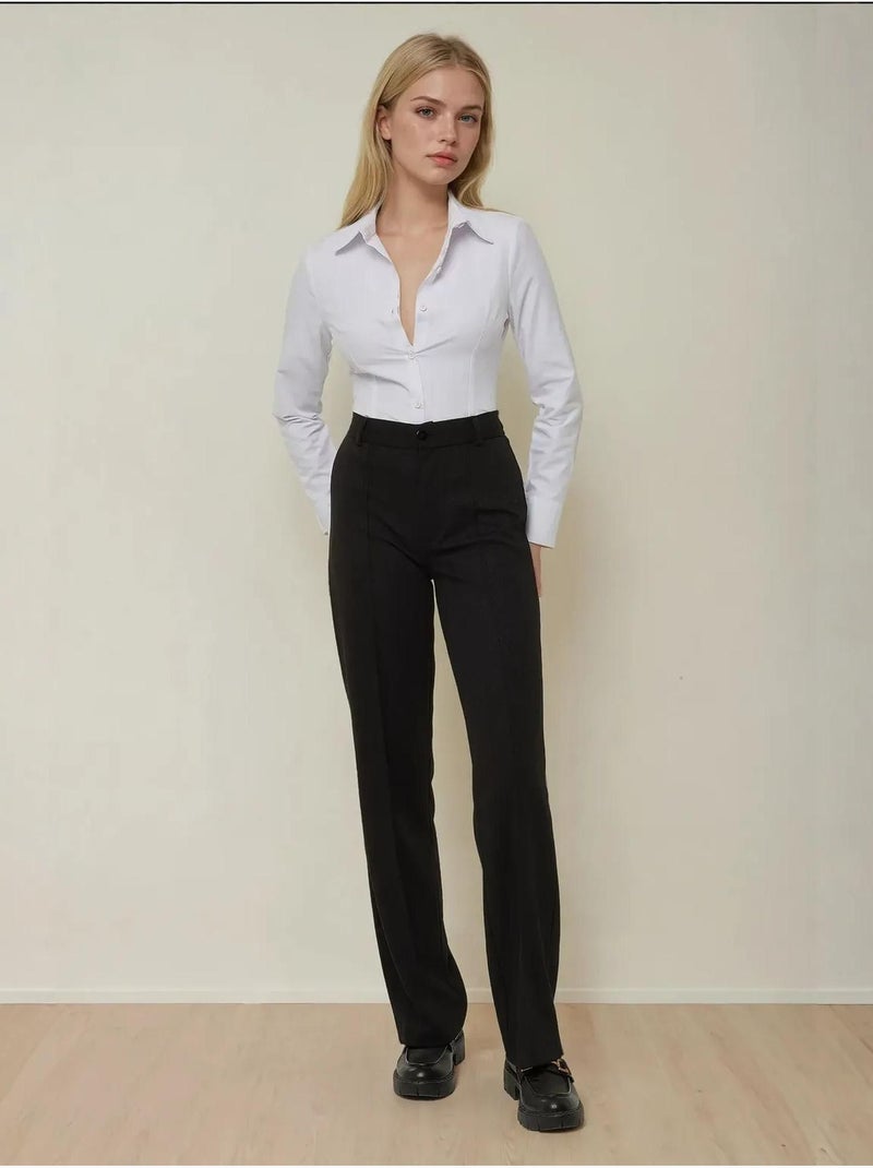 Pantalon droit avec coutures détaillées hiccup Noir - Kiabi