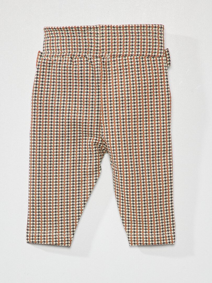 Pantalon Droit Avec Motif Pied De Poule Marron Kiabi