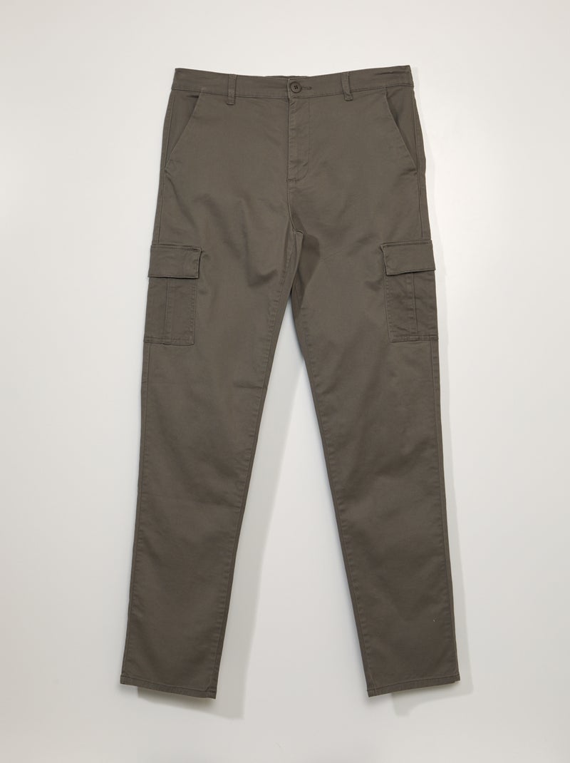 Pantalon droit avec poches sur les côtés +1m90 - L36 Kaki - Kiabi