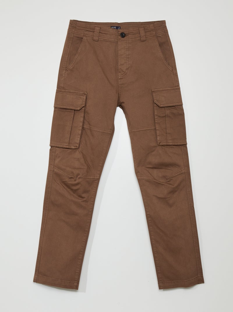 Pantalon droit avec poches sur les côtés Marron - Kiabi
