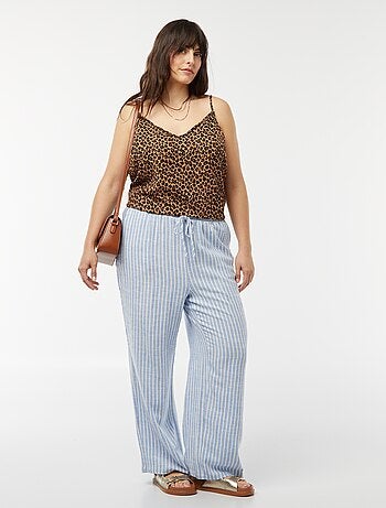 Pantalon droit avec taille élastiquée + liens