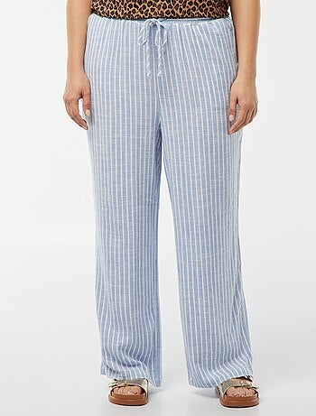 Pantalon droit avec taille élastiquée + liens