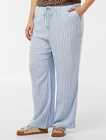 Pantalon droit avec taille élastiquée + liens