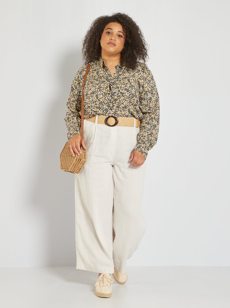 Pantalon droit + ceinture Blanc - Kiabi