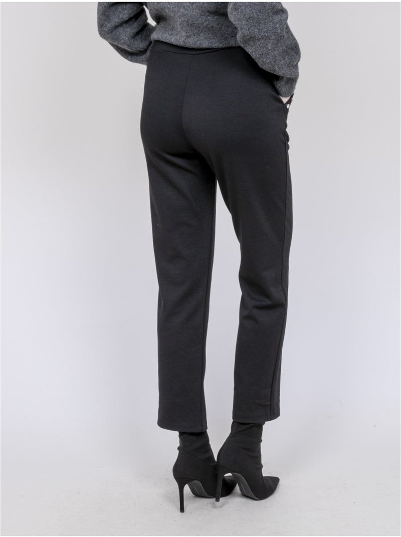 Pantalon droit détails strass esmena Noir - Kiabi