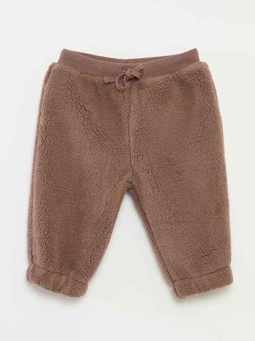 Pantalon droit effet moutonné uni - Kiabi