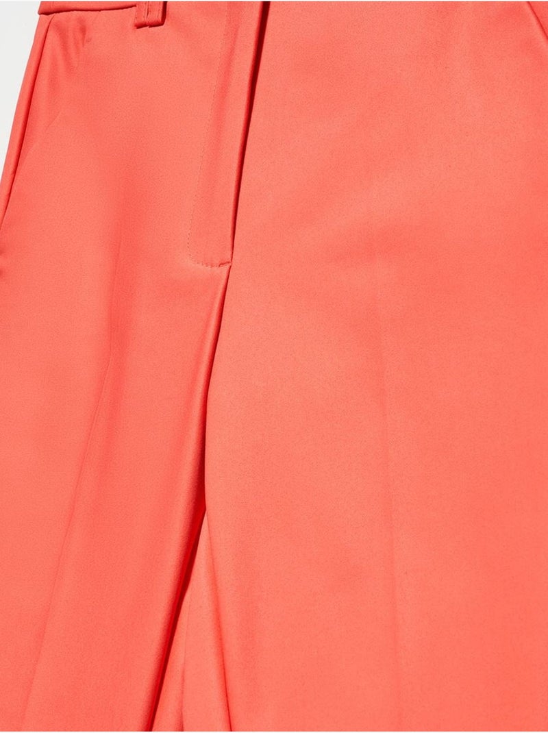 Pantalon droit en coton à taille haute dilvin Corail - Kiabi